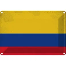 Blechschild Wandschild 20x30 cm Kolumbien Fahne Flagge