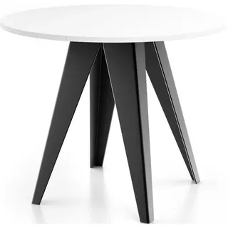 WFL GROUP Esstisch Glory im Industriestil - Modern, Rund - Ausziehbar von 100 cm bis 140 cm, Pulverbeschichtete Metallbeine - Weiß - Weiß