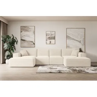 altdecor Ecksofa in U-Form Corner Sofa Bett Eckcouch Couch L-Form Wohnlandschaft Cauchsofa Sierra-U - 349x169x80 cm Beige