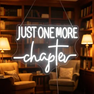 Just One More Chapter Neonschild, Buchhandlung Wanddekor Kinderzimmer Spielzimmer Schule Klassenzimmer Wandkunst Dekor, Buchplatte LED-Zeichen, Buch-Vorlagen-Leser Club Wanddekor Weihnachten