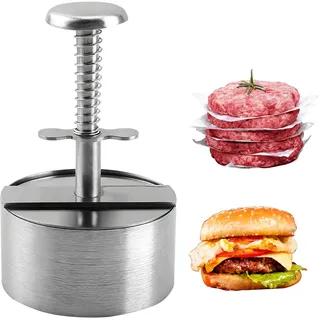 Bogoro Edelstahl Hamburger Patty Maker, Verstellbarer Hamburger Patty Maker,Burger Presse,Enthält 200 Burger-Papier,Geeignet für Rindfleisch,Grillpartys,Gemüse,Fleisch und Feiern.(Ø 14 cm)