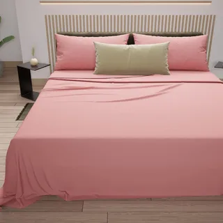 PETTI Artigiani Italiani - Bettlaken, Bettwäsche Set, Bettlaken Pink, 90x200, Bettlaken in Perkal, Bettwäsche, 100% Perkalbaumwolle Made in Italy