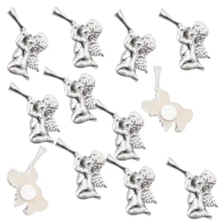 Logbuch-Verlag Silberfarbene Engel Streudeko mit Klebepunkt, Mini Weihnachtsdeko, Tischdeko Schutzengel zum Basteln, Silber Deko Weihnachten 2,5 cm selbstklebend
