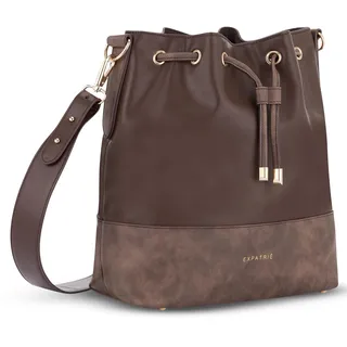 Expatrié Beuteltasche Damen Braun - Sarah Medium - Handtasche aus Veganem PU Leder - Umhängetasche für City, Business, Freizeit - Schlicht & Stylisch