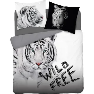 Baumwoll-Bettwäsche-Set Tiger Weiß 220x200 Holland Natura