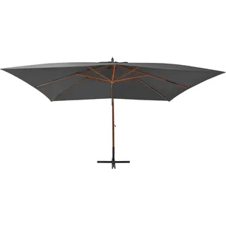 vidaXL Ampelschirm mit Holz-Mast 400x300 cm Anthrazit - Grau