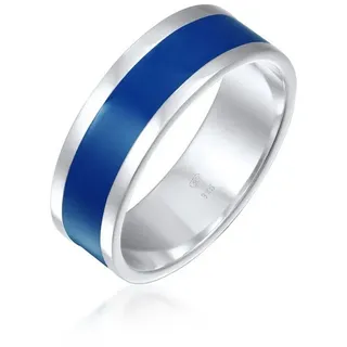 KUZZOI Herrenring Silber" 925 Silberring Herren poliert Streifen Emailliert blau, Breite 8 mm 0612731523_60