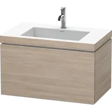 Duravit L-Cube Möbelwaschtisch c-bonded mit Unterbau wandhängend, 80x48 cm, 1 Auszug, ohne Überlauf, 1 Hahnloch, Farbe: Pine Silver Dekor