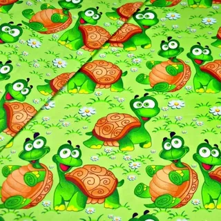11,99€/m Schildkröte 100% Baumwolle Baumwollstoff Kinder Meterware Handwerken Nähen Stoff (Schildkröte, 200x160cm)