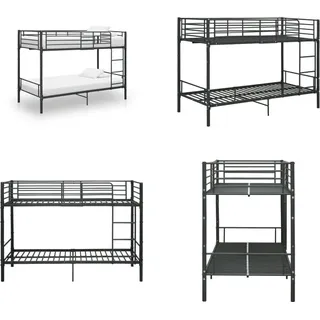vidaXL Etagenbett Schwarz Metall 90×200 cm - Etagenbett - Etagenbetten - Hochbett - Hochbetten - Schwarz
