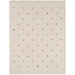 LÄSSIG Babystrickdecke Kuscheldecke Babydecke gestrickt 100% Bio Baumwolle GOTS/Knitted Blanket Dots Nature