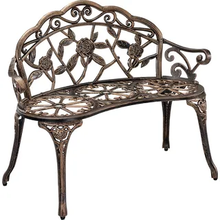 [casa.pro] Gartenbank 2-Sitzer Gusseisen Bronze Parkbank wetterfest Antik Eisenbank Sitzbank Rund - Bronze