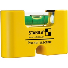 STABILA Mini-Wasserwaage Pocket Electric, 7 cm, starker Seltenerd-Magnet, 1 Horizontal-Libelle, Made in Germany, Gelb