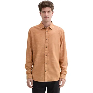 TOM TAILOR Herren Regular Fit Hemd aus Baumwolle, 36702 - Orange Horizontal Structure, XXL