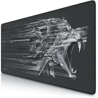 CSL TITANWOLF XXL Speed Gaming Mauspad - 900 x 400mm - XXL Mousepad - Tischunterlage mit Titanwolf-Motiv - verbessert Präzision und Geschwindigkeit - Stabiler Halt auf glatten Oberflächen