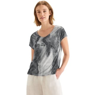 STREET ONE Damen A320077 Sommershirt Batik, Schwarz, 40 EU