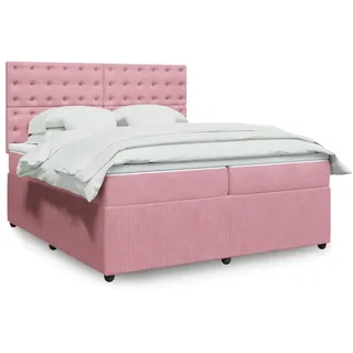 Langlebige Boxspringbett mit Matratze Rosa 200x200 cm Samt Gästebett mit Lattenrost Möbel6850111 - Rosa