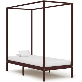 Himmelbett-Gestell Dunkelbraun Massivholz Kiefer 90 x 200 cm - Braun, Dunkelbraun