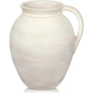 Vintage Vasen mit Griffen Keramikvase Handgemachte Terrakotta-Vase Tischvase aus Keramik für Deko Wohnzimmer Home Office, Vase für Pampasgras, Rustikales Antikes Dekor, Hohe 18cm