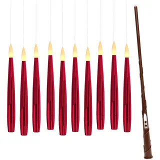 MY HOME LED Dekolicht "10 Schwebende LED Tafelkerze mit Zauberstab Noaro", chrom rot, 10, Ø 1,5cm, 11 Stk., Leuchten, mit Zauberstab als Fernbedienung, LED Dekolicht