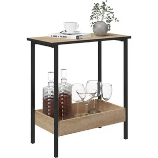 Woltu Beistelltisch, Couchtisch mit 2 Ablagen, Konsolentisch, aus Metall Holzwerkstoff : Helle Eiche + Schwarz Farbe: Helle Eiche + Schwarz