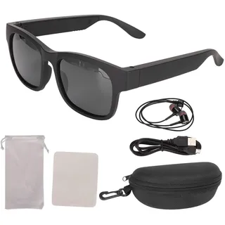 Intelligente Sonnenbrille, Kabellose Stereo-Bluetooth-Sonnenbrille, Schwarze Rahmen, Geräuschunterdrückende, Intelligente Sonnenbrille mit Kopfhörer Zum Radfahren, Laufen, Fahren,(Zauber schwarz)