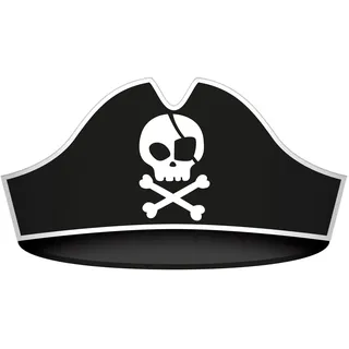 Folat 27479 Piraten Deko Kinder Geburtstag - Piratenhüte Schädel - Pirate Party - 33,5 x 15 cm - 6 Stück - Piraten Hut Accessoires für Piratenparty Mädchen Junge