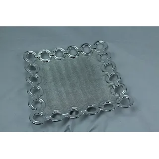 DONREGALOWEB Keramik-Mittel, quadratisch, mit 2 Texturen 28x28 cm Silber