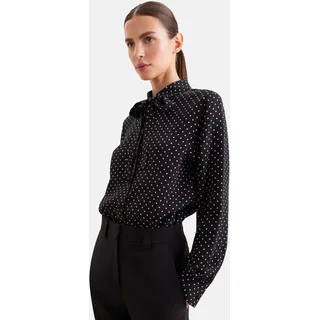 Klassische Bluse SEIDENSTICKER, Damen, Gr. S (36), schwarz, 100% Viskose, gemustert, gepunktet, regular fit, ohne Ausschnitt, Blusen Klassische Bluse, 1/1 Kragen Druck