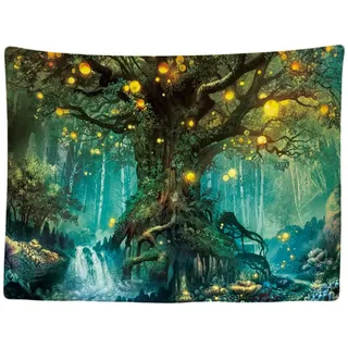 Ulticool - Wandteppich Dekoration Wohnung - Märchen Elfenbaum Natur Wald - 200 x 150 cm groß - Wandtuch Wandbehänge - Accessoires für Schlafzimmer Wohnzimmer Kinderzimmer