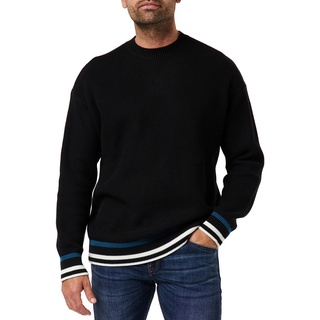 Armani Exchange Herren Substainable, Long Sleeves, Hem Stripes Pullover Sweater, Schwarz, S EU