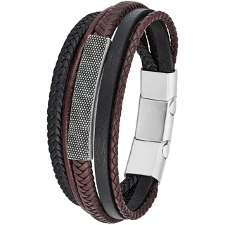 s.Oliver Armband Edelstahl/Leder für Herren, Armschmuck, Kommt in Schmuck Geschenk Box