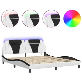 vidaXL Bettgestell "Viana" mit LED ohne Matratze Weiß und Schwarz 180x200 cm Kunstleder"