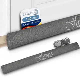 Beautissu Zugluftstopper 100 cm lang Tuuli - 1,1 kg Windstopper als Türvorleger, Haustür Rolle und Kälteschutz Luftstopper - Luftzugstopper Home Zugluft Stopper in Anthrazit