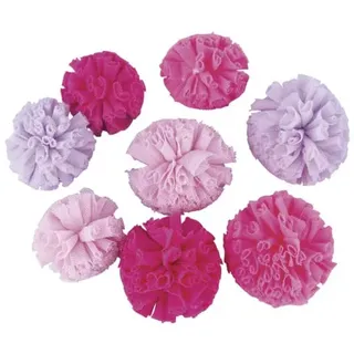 Rayher 76013264 Soft Tüll Pompons, pink, sortiert, 4 cm + 5 cm ø, Box 8 Stück, Dekoration Hochzeit, Taufe, Kommunion, Konfirmation, Geburtstag, Pompoms aus Tüll