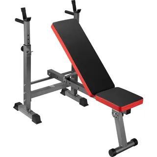 Wiltec Hantelbank klappbar bis 230 kg mit Langhantelablage Multifunktionsbank Schrägbank und Flachbank Gym Bank Verstellbare Trainingsbank für Übungen mit Langhanteln und Kurzhanteln Zuhause Fitness