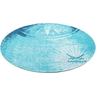 Sansibar Teppich »Keitum 011« rund 3 mm Höhe Flachgewebe, modernes Design, Motiv Kompass blau