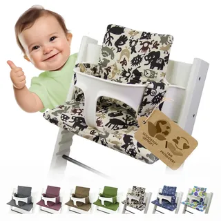 Ersatzbezug Sitzkissen kompatibel mit Stokke Tripp Trapp (Beige Braun Tier) | Bezug Kissen-Set Sitzverkleinerer, Mod. 1