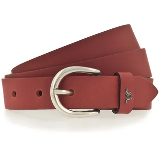 Ledergürtel MUSTANG "Harper", Damen, Gr. 95, rot (350, rot), Rindsleder, Gürtel Ledergürtel, schmale Form, 2,5 cm breit, aus Rindsleder, mit ovaler Schließe