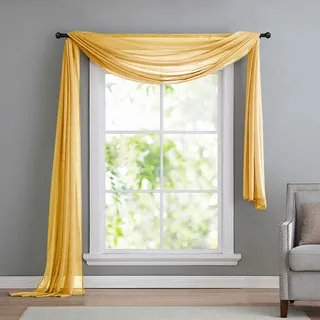 Querbehang Schal Freihanddeko Voile transparent Gelb 140x600 »Bern«