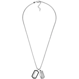 Fossil Herrenhalskette Dog tag Silber/Schwarz Edelstahl