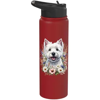 West Highland White Terrier Westie Hund Sommer Wildblumen Stainless Steel Insulated Water Bottle