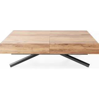 Couchtisch Höhenverstellbar und Ausziehbar Cavetta X - Wohnzimmertisch Esstisch Multifunktionstisch 120-200/80/27-76 cm Craft Eiche - Braun