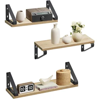 VASAGLE Wandregal 3er Set 30 x 35 x 40 cm Eiche-Schwarz