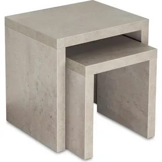2 Satztisch 44x44x36cm Betonoptik grau Beistelltisch Couchtisch - Grau