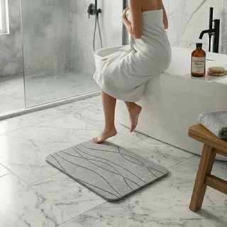 NK Badematte aus Diatomit 60 x 40 cm - Stein Badematte Schnell Trocknend, Stark Saugfähig und Rutschhemmend für Dusche, Stone Bath Mat