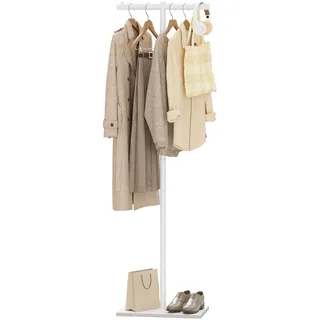 GUOHNHE Garderobenständer mit Rock Slab Base, Modern Kleiderbügel Stand, T-förmige Metall Freistehend Kleiderständer für Kleidung, für Entryway, Wohnzimmer, Schlafzimmer, 175 cm, Weiß, GYJ011W