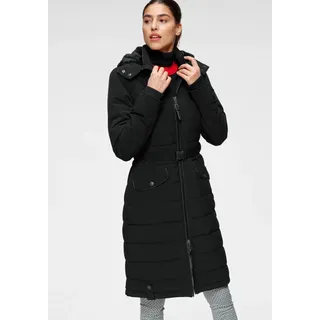 ALPENBLITZ Steppmantel »Oslo long« Mantel mit Markenprägung auf dem Gürtel & abnehmbarer Kuschel-Kapuze, schwarz