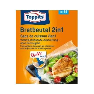 Toppits Toppits® Aroma Bratbeutel 2in1 M, aromaschützend und kaloriensparend, 1 Packung = 8 Stück
