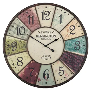 BELIANI Bunte Wanduhr ø 59 cm Eisenhaltig Rund im Retro Look - Bunt, Braun, Blau, Beige